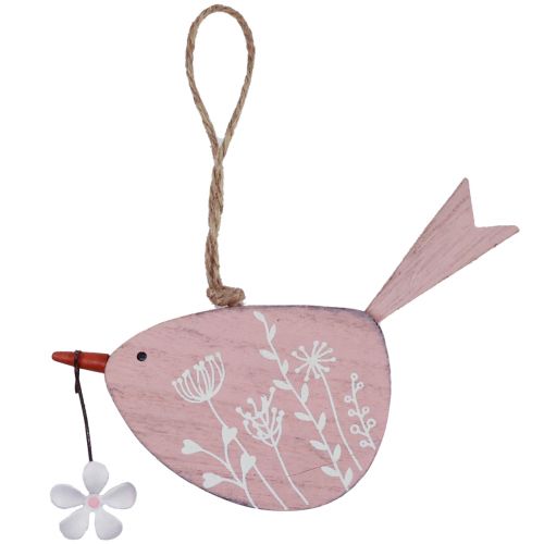 Deko Vogel Frühlingsdeko Hängedeko Holz Rosa 15×8,5cm