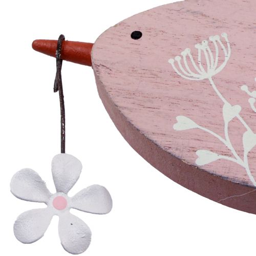 Deko Vogel Frühlingsdeko Hängedeko Holz Rosa 15×8,5cm