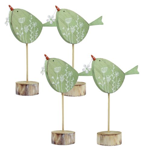 Floristik24 Deko Vogel Tischdeko Ostern Holzdeko Mint 18x13,5cm 4 St