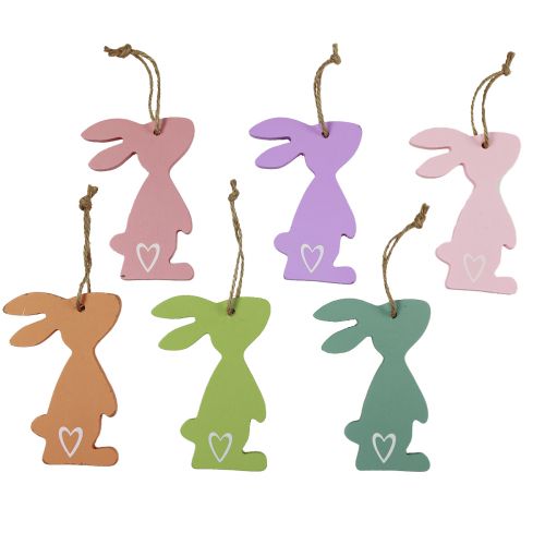 Floristik24 Osterhasen Deko Hängedeko Holz Osterdeko Pastell 10cm 10St