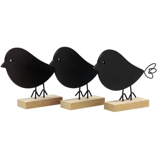 Deko Vögel Schwarz Holzvögel Holzdeko Frühling 13,5cm 6St