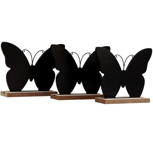 Floristik24 Tischdeko Holz Deko Schmetterling Schwarz Natur 12cm 6St