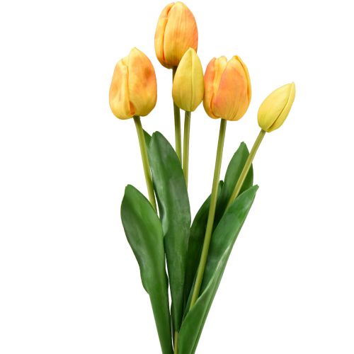 Floristik24 Orange Gelb Tulpen Deko Real Touch Kunstblumen 49cm 5St