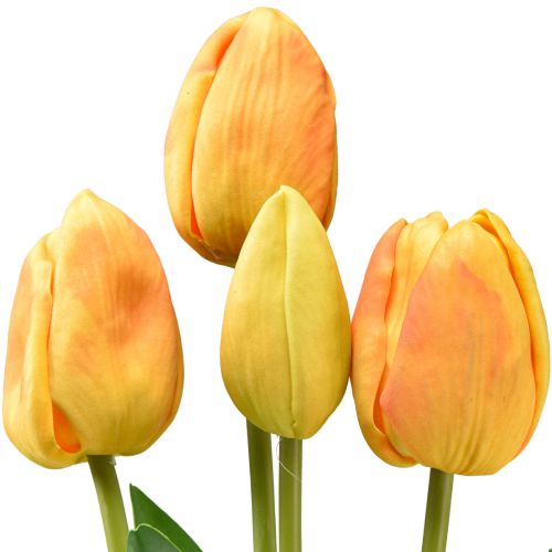 Artikel Orange Gelb Tulpen Deko Real Touch Kunstblumen 49cm 5 St