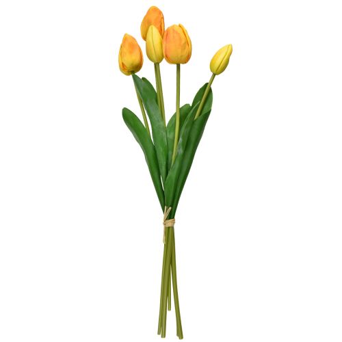 Artikel Orange Gelb Tulpen Deko Real Touch Kunstblumen 49cm 5 St
