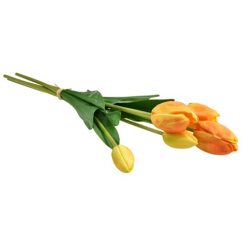 Artikel Orange Gelb Tulpen Deko Real Touch Kunstblumen 49cm 5 St