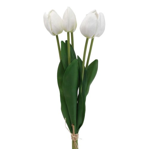 Floristik24 Weiße Tulpen Deko Real Touch Kunstblumen Frühling 49cm 5St