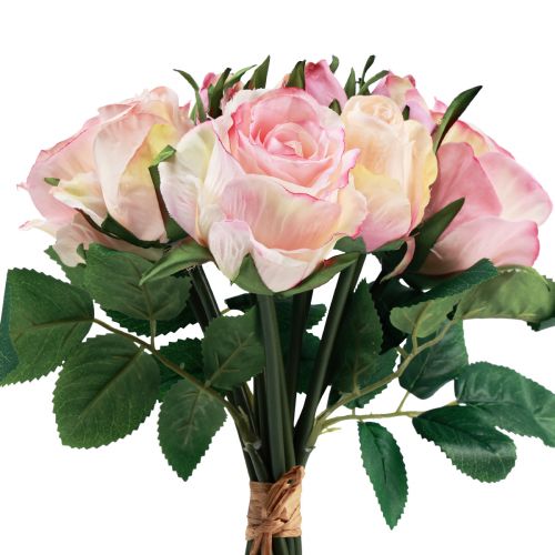 Kunstrosen Rosa Creme Künstliche Rosen Deko 29cm 12 St