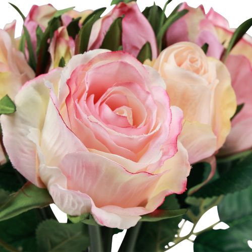Artikel Kunstrosen Rosa Creme Künstliche Rosen Deko 29cm 12 St