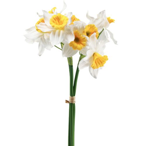 Künstliche Narzissen Weiß Seidenblumen Osterglocken 40cm 3St