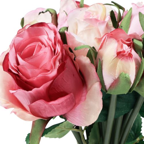 Artikel Kunstrosen Rosa Pink Künstliche Rosen Deko Strauß 29cm 12 St