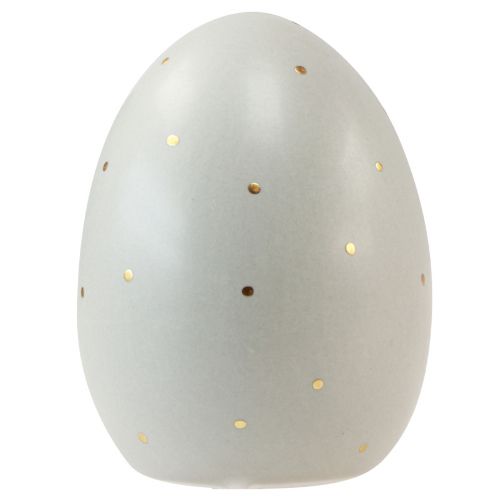 Artikel Keramik Ostereier Deko Grau Gold mit Punkten 8,5cm 3 St