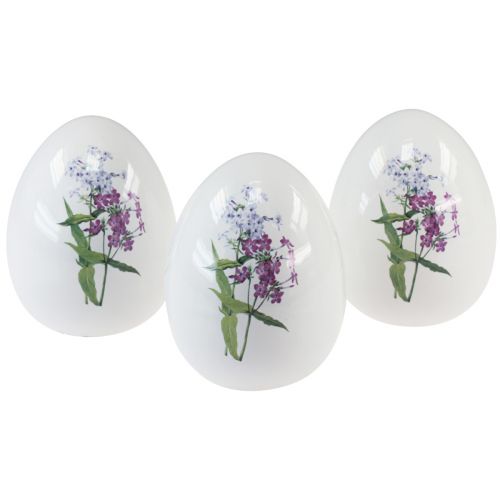 Floristik24 Keramik Ostereier Deko mit Blumendekor 12cm 3St