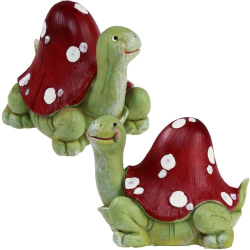 Floristik24 Schildkröten Deko Fliegenpilz Deko Grün Rot 10cm 2St