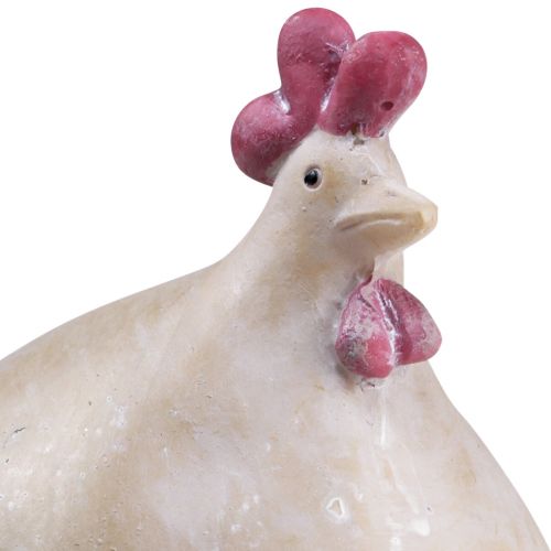 Floristik24 Deko Huhn Osterdeko Henne Figur Beige Rot 11×8×15,5cm