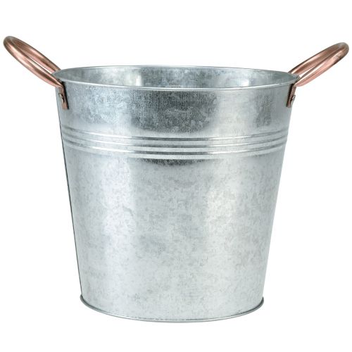 Floristik24 Blumentopf mit Griffen Metall Eimer Übertopf Ø25cm H21cm