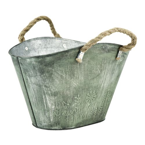 Artikel Blumentopf mit Griffen Tasche Metall Jute 24,5×17×15,5cm