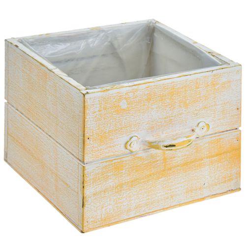 Artikel Pflanzschublade mit Griff Orange Weiß Holz 12/15cm 2er-Set