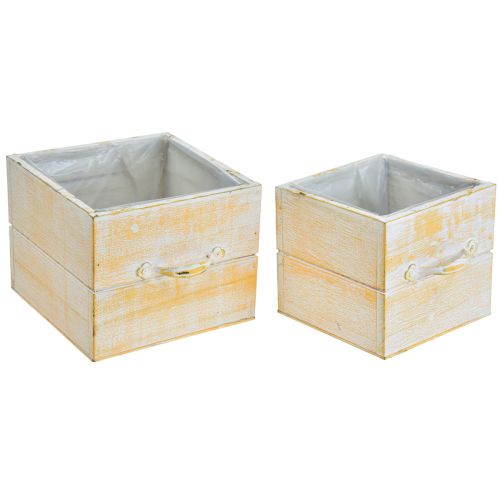 Artikel Pflanzschublade mit Griff Orange Weiß Holz 12/15cm 2er-Set