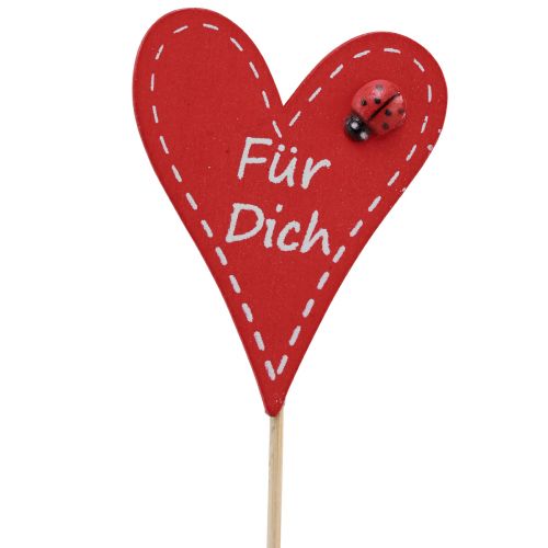 Floristik24 Blumenstecker Holz Herzen Rot und Weiß 7,5×6cm 18 St