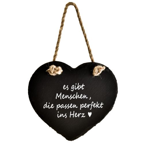 Floristik24 Valentinstag Hängedeko Schieferherz Deko Herz Schwarz B15,5cm