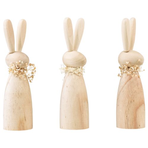 Floristik24 Holzhasen Deko Osterhasen Holz Natur 5×4×15,5cm 3St