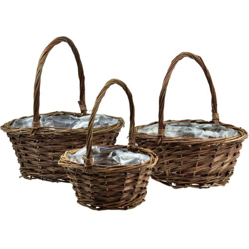 Artikel Korb mit Henkel Pflanzkorb Korb rund Ø27/23/19cm 3er-Set