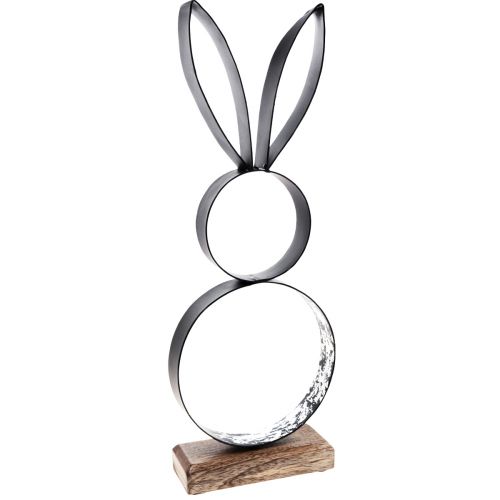 Floristik24 Osterhasen Deko Dekoring Metall mit Holz Sockel 21×55cm