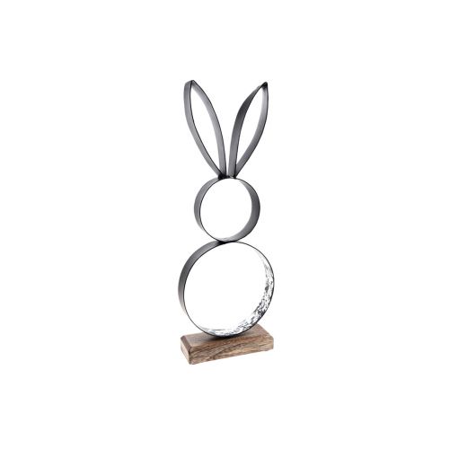 Osterhasen Deko Metall Schwarz Silber Osterfigur 11×31cm