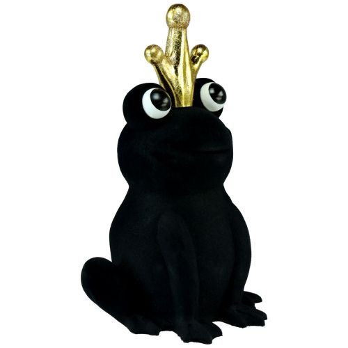 Artikel Dekofrosch, Froschkönig, Frühlingsdeko, Frosch mit Goldkrone Schwarz 40,5cm