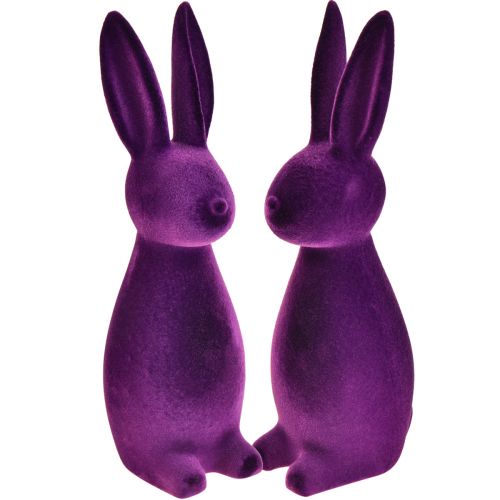 Floristik24 Osterhasen Beflockt Dekofiguren Ostern – 2. Wahl – Lila 8x10x29cm 2 St