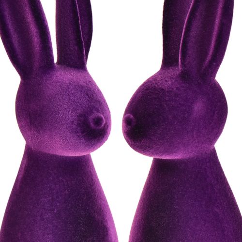 Floristik24 Osterhasen Beflockt Dekofiguren Ostern – 2. Wahl – Lila 8x10x29cm 2 St