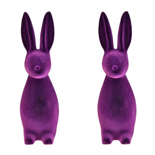 Floristik24 Osterhasen Beflockt Dekofiguren Ostern – 2. Wahl – Lila 8x10x29cm 2 St