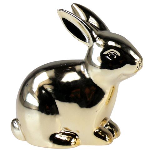 Floristik24 Osterhasen Gold Keramik Sitzend Metall Optik 5,5cm 6St