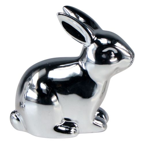 Artikel Hase Silber Sitzend Keramik Metall Optik 8,5cm 3St