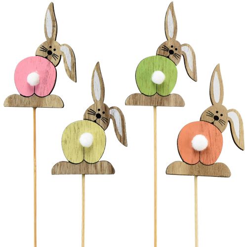Floristik24 Osterhase Holz Blumenstecker Ostern Bunt H8cm 12 St