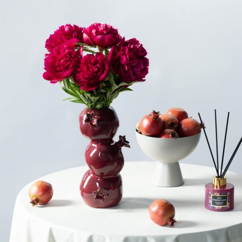 Artikel Keramik Vase Granatapfel Blumenvase Dunkelrot H23,5cm