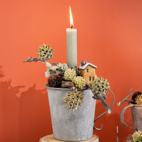 Floristik24 Charmantes Keramikhaus-Dekoration auf Stäben – Verschiedene Brauntöne, 6 cm – Idyllische Gartenstecker – 6St