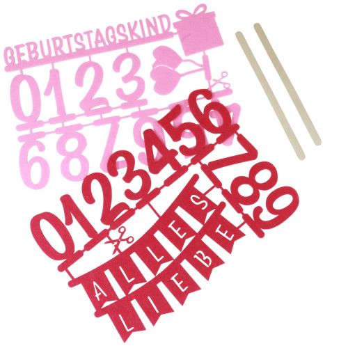 Floristik24 Tischdeko Geburtstag Kuchentopper Streudeko aus Filz Rosa Pink 2St