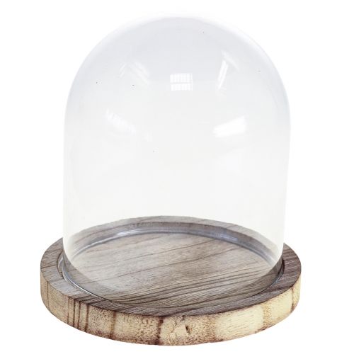Glasglocke Deko Holzteller Tischdeko Mini Käseglocke H13cm