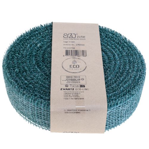 Artikel Juteband Netzband Dekoband Jute Grün Salbei 5cm 40m