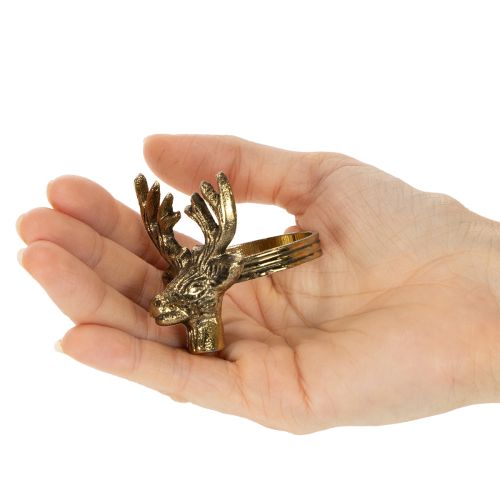 Serviettenring aus Metall in Gold mit Hirschkopf 6 cm 4er Set | Floristik24.at