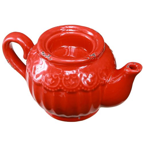 Artikel Teelichthalter Keramik Rot Teekanne Deko 15,5×9,5×8cm 3 St