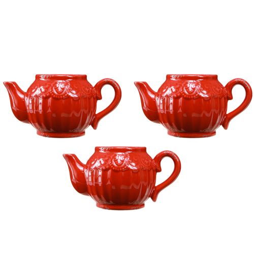 Artikel Teelichthalter Keramik Rot Teekanne Deko 15,5×9,5×8cm 3 St