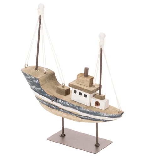 Schiff Deko maritim aus Holz mit Standfuß 20cm mehrfarbig bestellen | Floristik24.at