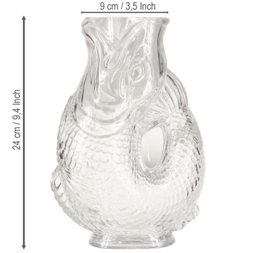 Artikel Vase aus Glas in dekorativer Fischform für harmonische Raumgestaltung 24,5cm