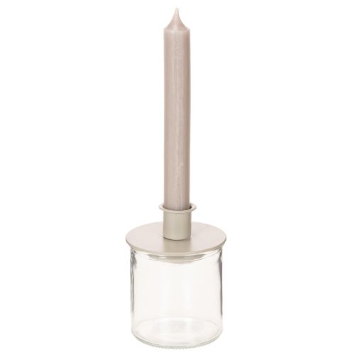 Kerzenhalter Metall Beige matt 8cm für Stabkerzen 3er-Set | Floristik24.at
