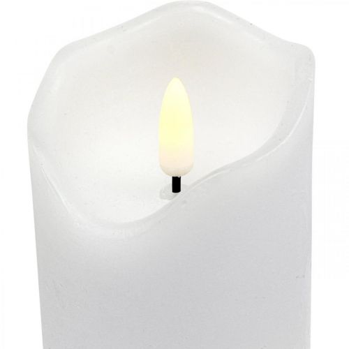 LED Kerze mit Timer Echtwachs Weiß Stumpenkerze H17cm