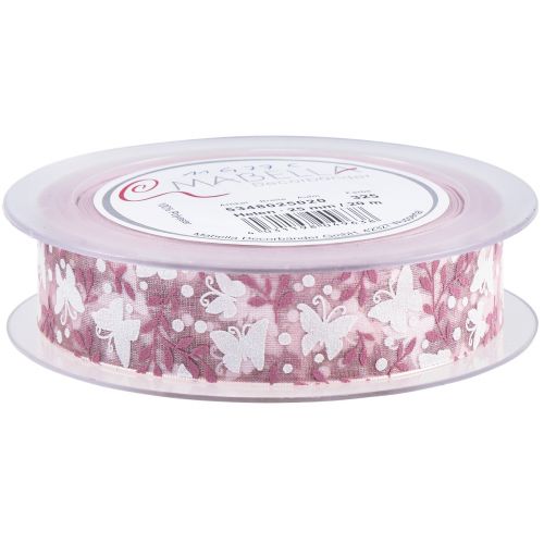 Artikel Organzaband Schmetterling Geschenkband Rosa 25mm 20m