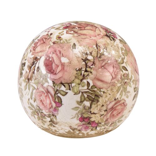 Floristik24 Keramik Kugel mit Rosen Keramik Deko Steingut Ø9,5cm